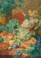 MyHobby Borduurpakket – Stilleven met bloemen en vruchten (Van Huysum) 50×70 cm - Aida stof 5,5 kruisjes/cm (14 count)