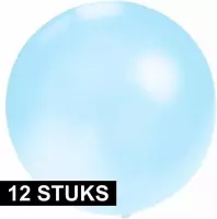 12x Grote ballonnen 60 cm baby blauw - Geschikt voor lucht of helium - Feest/Verjaardag/Geboorte artikelen