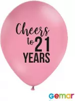 Ballonnen Cheers to 21 Years Pink met opdruk Zwart (helium)