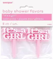 prikkers Stekers 'It's a Girl' (8st -  hoera het is een meisje - baby shower