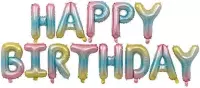 HAPPY BIRTHDAY Folie Ballonnen, Blauwe Regenboog, 13 stuks, 16 inch (40cm), Verjaardag, Feest, Party, Decoratie, Versiering, Miracle Shop