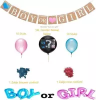 Gender Reveal Pakket - Baby - Babyshower - 26 Stuks - Gender Reveal Versiering - XL Ballon met blauwe en roze papieren confetti - Zwangerschap - in verwachting - zoon of dochter