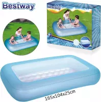 Opblaasbaar Kinder Zwembad Rechthoekig van Bestway - Peuter - Kinder - Baby - Zwembad - Kinderzwembad - Zwembadje - Speelzwembad - Buitenzwembad - Opblaas Zwembad - Blauw - Rechthoek - 165 cm