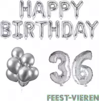 36 jaar Verjaardag Versiering Ballon Pakket Zilver