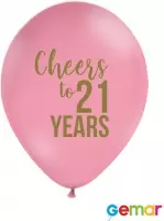 Ballonnen Cheers to 21 Years Pink met opdruk Goud (helium)