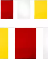 PVC vlaggenlijn rechthoek rood/wit/geel 10m brandvertragend