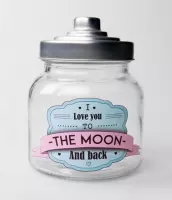 Snoeppot - I love you to the moon and back - Gevuld met verpakte toffees - In cadeauverpakking