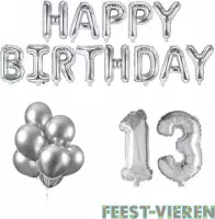 13 jaar Verjaardag Versiering Ballon Pakket Zilver