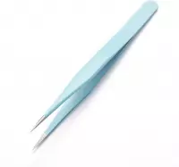 Pincet stainless steel turquoise recht, 13.5 cm x 1 cm
