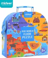 MiDeer - Wereldkaart - Menselijke Geografie - 100 grote puzzelstukjes in mooie doos - Kinderpuzzel - Educatief speelgoed voor kinderen - Puzzel voor peuters en kleuters vanaf 3 jaa