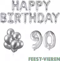 90 jaar Verjaardag Versiering Ballon Pakket Zilver