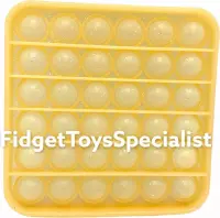 Pop it - Fidget toys - Glitter - Nieuwste pop it - fidget toy pakket - Vierkant - Geel - Glitter