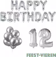 12 jaar Verjaardag Versiering Ballon Pakket Zilver