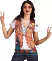 Boland - Fotorealistisch shirt Hippie (S) - Volwassenen - Hippie - 60's & 70's - Hippie & Flower Power
