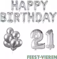 21 jaar Verjaardag Versiering Ballon Pakket Zilver