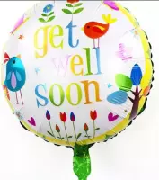 Beterschaps ballon 'Get well soon"  met helium en kaartje Nederland.