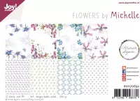 Joy! Crafts Papierset - Design - Michelle's flowers A4-12 vel-3x4 designs dubbelzijdig geprint -200 gr