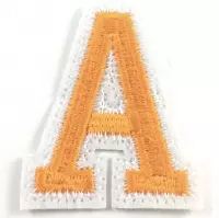 Alfabet Letter Strijk Embleem Patch Oranje Wit Letter A / 3.5 cm / 4.5 cm