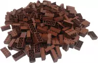 200 Bouwstenen 2x4 + brick separator | Bruin | compatibel met Lego | SmallBricks