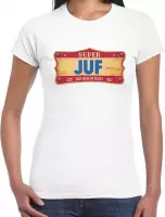 Super juf cadeau / kado t-shirt vintage wit voor dames S