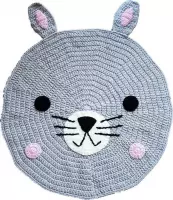 Het blije snoetje - Geweven Speelkleed Baby – Babykamer decoratie – Kraamcadeau jongen - Kraamcadeau meisje – Vloerkleed kinderkamer – Diameter 80cm – Wasbaar - Muis