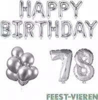 78 jaar Verjaardag Versiering Ballon Pakket Zilver