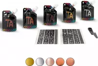 Crafts & Co Textielverf DIY Starterkit - 5 x 30 ml - Glitter en Metallic Kleuren - Inclusief Sjablonen
