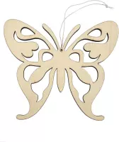 Houten decoratie hanger van een vlinder van 16 x 14 cm - Dieren/lente/zomer decoraties