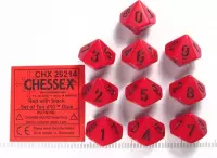 Chessex Opaque Red/black D10 Dobbelsteen Set (10 stuks)