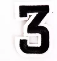 Cijfer Nummer Strijk Embleem Patches Zwart Wit Cijfer 3 / 3 cm / 5 cm