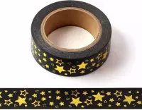 Washi tape - zwart met gold foild stars - sterren | 15mm 10m