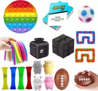 Mega Fidget toys pakket set 20 delig - Fidgets- fidget toys pop it- fidget cube - fidget toys pakket goedkoop - fidget spinner - flexible rope - finger fidget