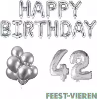 42 jaar Verjaardag Versiering Ballon Pakket Zilver