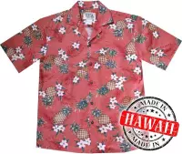 Hawaii Shirt - Blouse - Hemd "Ananas Rood" - 100% Katoen - Aloha Shirt - Heren - Made in Hawaii Maat XL