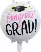 Folie ballon Congrats geslaagd wit