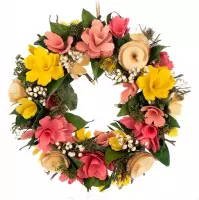 Deurkrans | Lente | Zomer | 30 cm | Bloemen | Hout | Decoratie