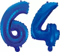 Folieballon 64 jaar blauw 41cm