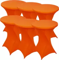 Statafelrok Luxe Oranje x 6 - Statafel Tafelrok - Statafelhoes - Stretch –  ∅80 x 110 cm – geschikt voor Horeca Evenementen | Sta Tafel Hoes | Statafel | Staantafelhoes | Cocktailparty | Trou