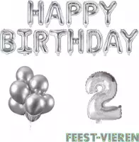 2 jaar Verjaardag Versiering Ballon Pakket Zilver