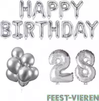 28 jaar Verjaardag Versiering Ballon Pakket Zilver