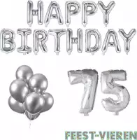 75 jaar Verjaardag Versiering Ballon Pakket Zilver