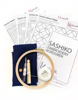 Sashiko startpakket | Eco borduurpakket | Sashiko borduren voor beginners inclusief ecologische stof naalden borduurring en garen