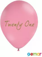 Ballonnen Twenty One Pink met opdruk Goud (helium)