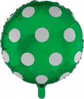 Helium ballon groen rond met witte stippen | per stuk