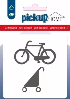 Pickup fiets buggy kinderwagen stalling wit - 90x90 mm Pictogram Route Acryl