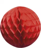24 stuks: Papieren honingraatbal / honeycomb decoratie - rood - 25cm