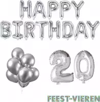 20 jaar Verjaardag Versiering Ballon Pakket Zilver