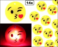 14x Smiley kusje pin met licht