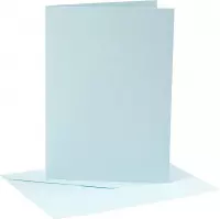 Kaarten en enveloppen, afmeting kaart 12,7x17,8 cm,  220 gr, lichtblauw, 4sets, afmeting envelop 13,3x18,5 cm