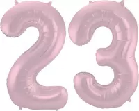 De Ballonnenkoning - Folieballon Cijfer 23 Pastel Roze Metallic Mat - 86 cm